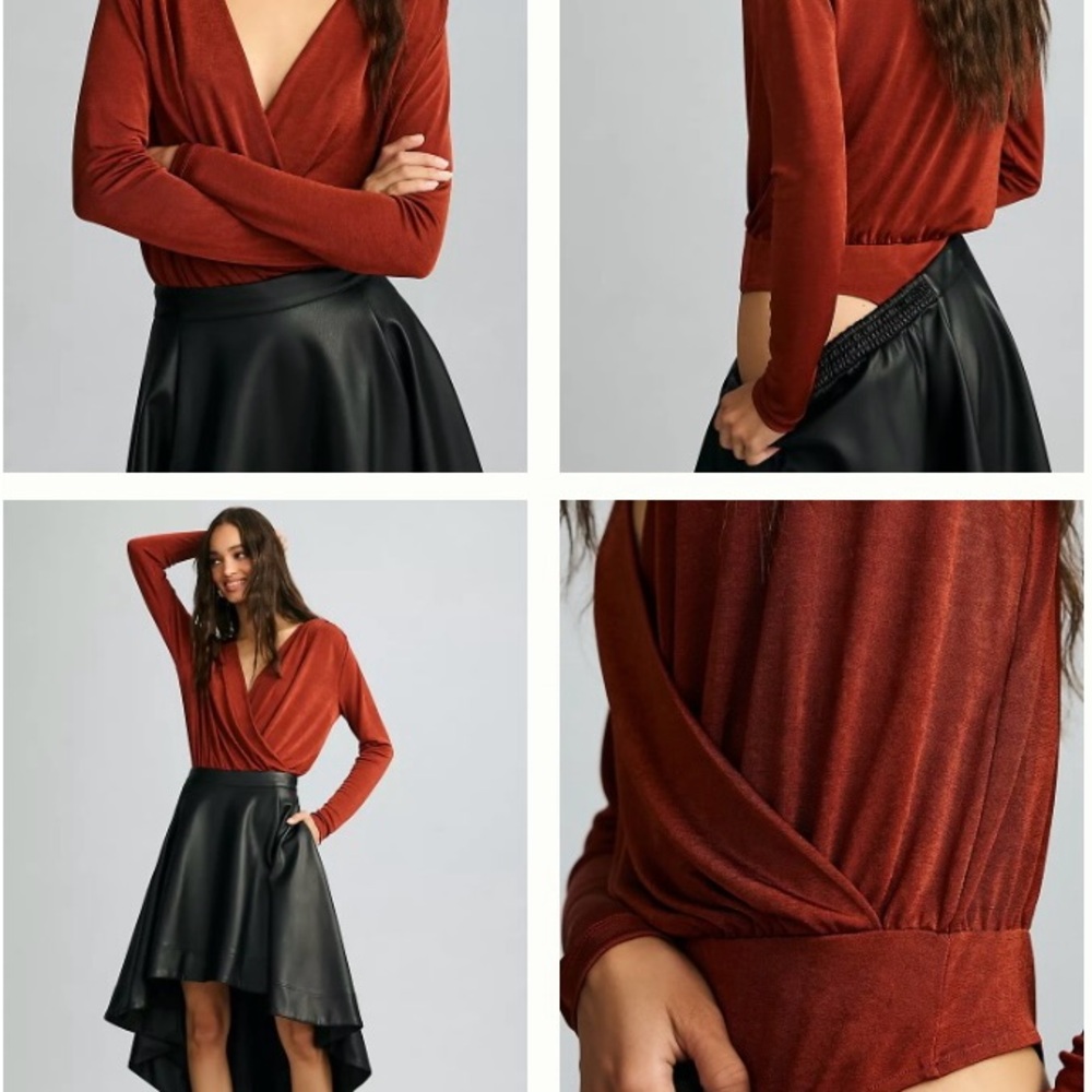 NWOT Anthropologie Rust and Black Bodysuit